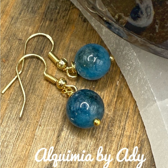 Alquimia Gold and Blue Earrings tigers eye - Picture 1 of 1